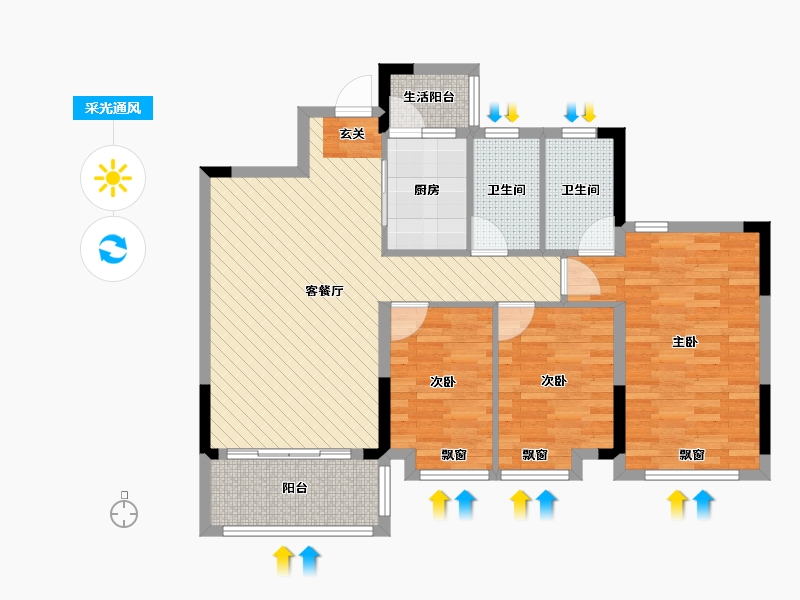 广东省-广州市-三江盛汇-91.99-户型库-采光通风