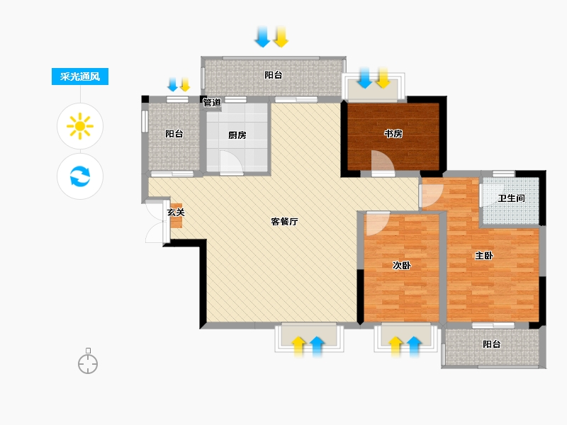 广西壮族自治区-南宁市-振业青秀山1号-100.48-户型库-采光通风