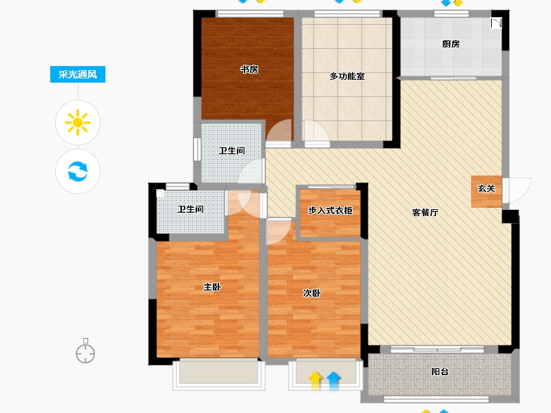 安徽省-合肥市-葛洲坝・玖珑府-120.06-户型库-采光通风