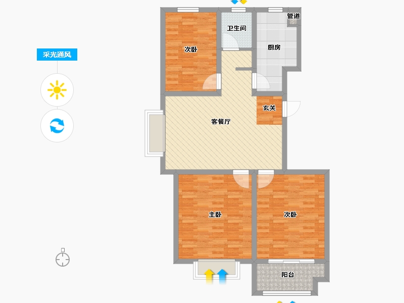 山东省-济宁市-水韵城-91.44-户型库-采光通风