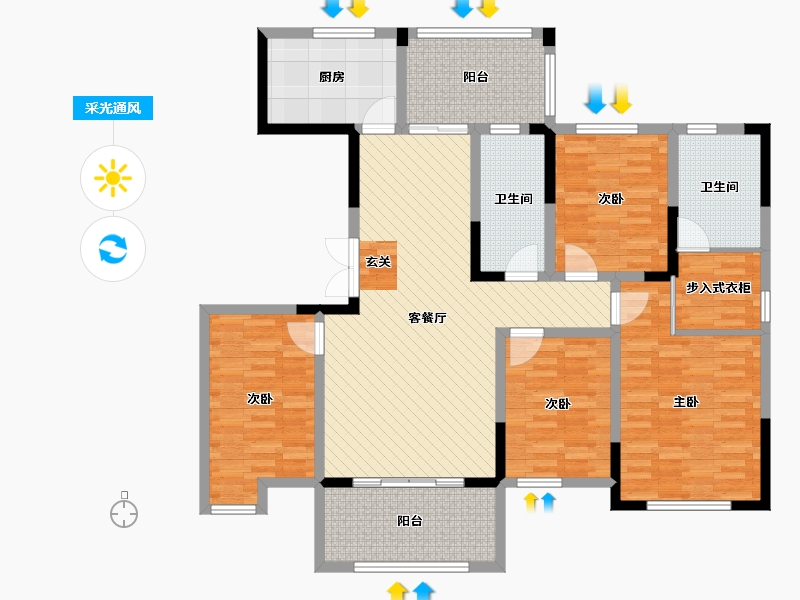 湖南省-邵阳市-创业新村-129.62-户型库-采光通风