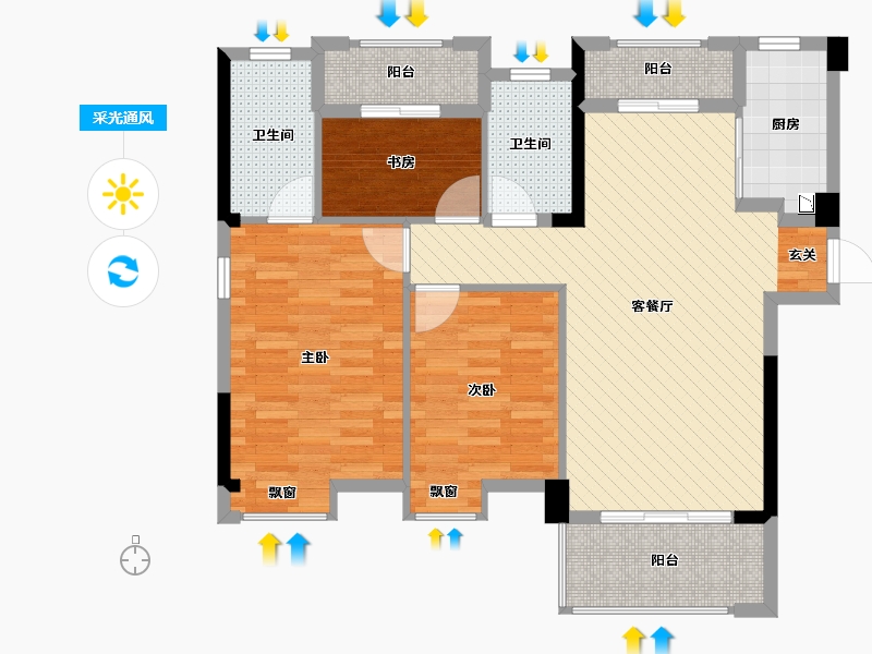 福建省-三明市-滨江一号-93.26-户型库-采光通风