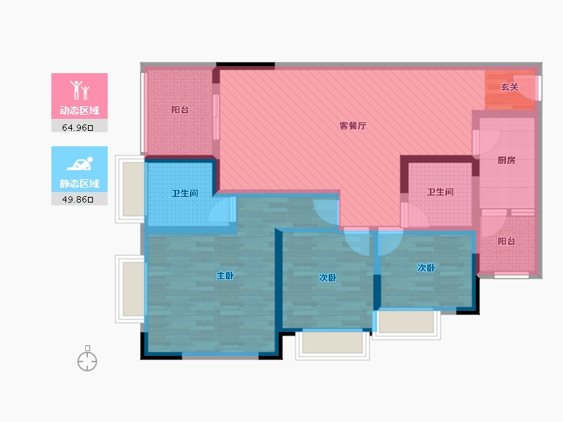 重庆-重庆市-渝兆新天地-99.83-户型库-动静分区