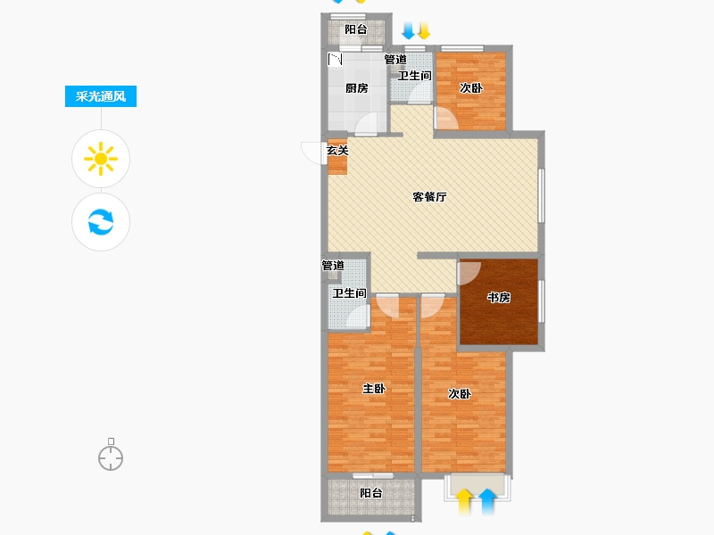 山西省-晋中市-晋中碧桂园-113.23-户型库-采光通风