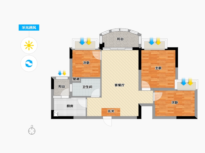 福建省-泉州市-溪南-75.00-户型库-采光通风