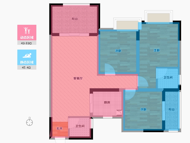 重庆-重庆市-书院学府-81.95-户型库-动静分区