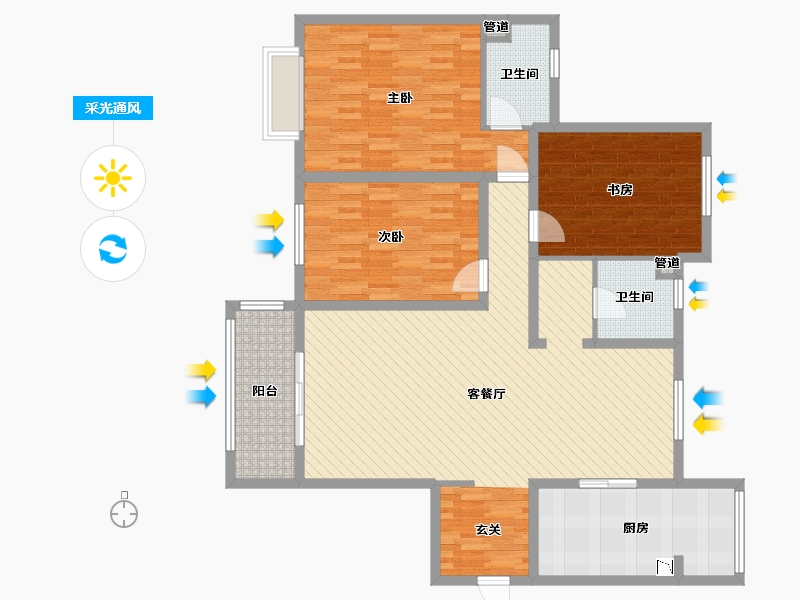 山西省-运城市-花园里-129.89-户型库-采光通风