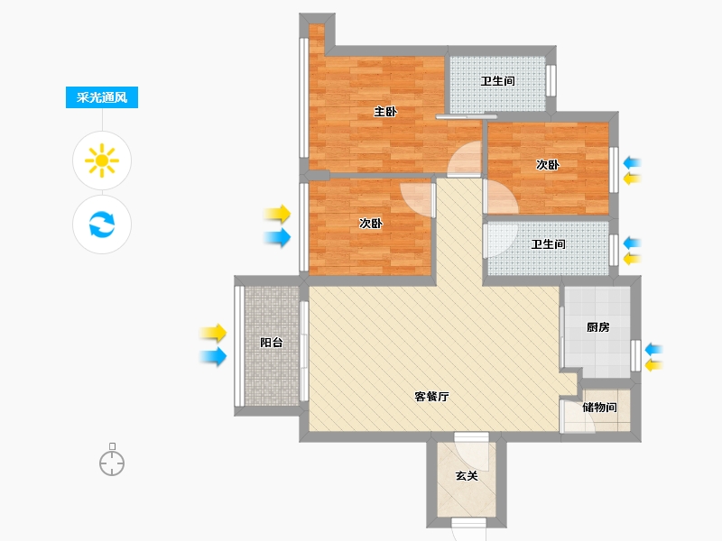 广东省-佛山市-云山峰境-73.00-户型库-采光通风