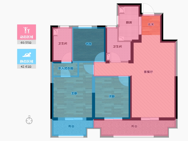 安徽省-亳州市-桐华郡-89.38-户型库-动静分区