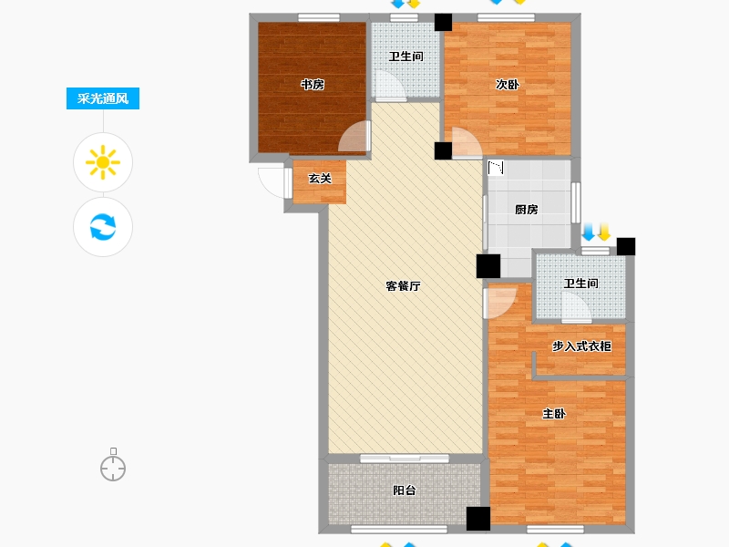 湖北省-随州市-翡翠山湖-110.00-户型库-采光通风