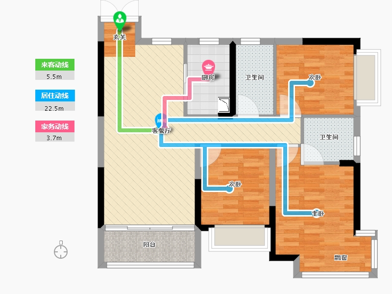 湖南省-衡阳市-雁城国际公馆-80.33-户型库-动静线