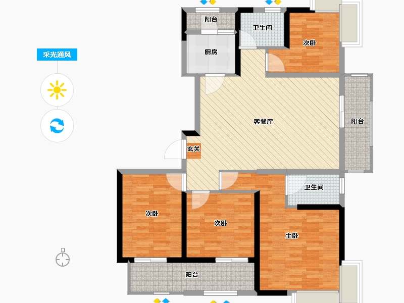 江苏省-淮安市-福晟钱隆城-109.60-户型库-采光通风