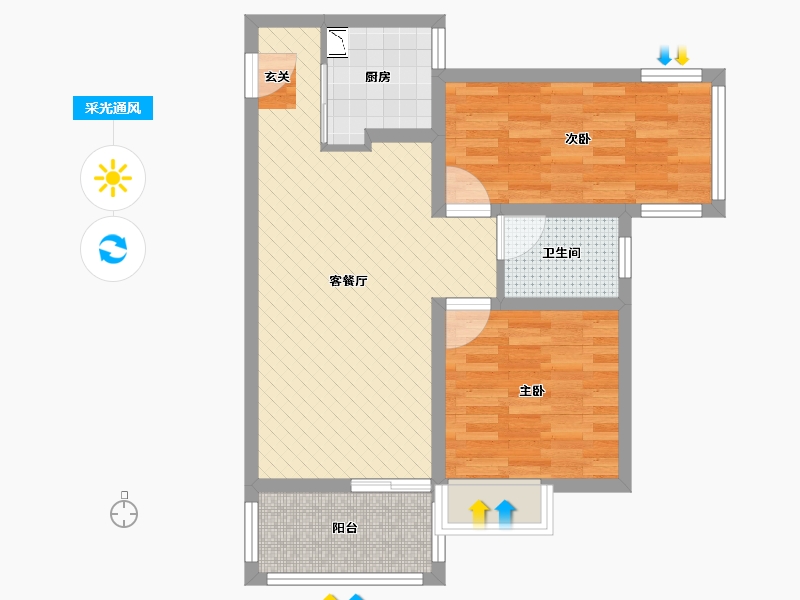 湖北省-十堰市-东方明珠城市花园-62.36-户型库-采光通风