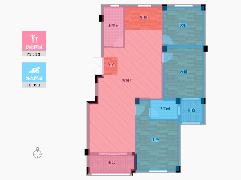 浙江省-杭州市-华克公寓-116.67-户型库-动静分区