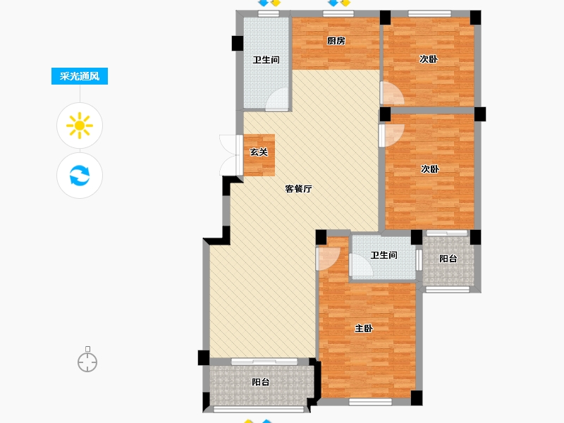 浙江省-杭州市-华克公寓-116.67-户型库-采光通风