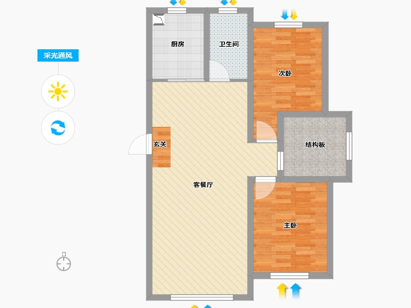 辽宁省-沈阳市-亿居地中海-75.81-户型库-采光通风