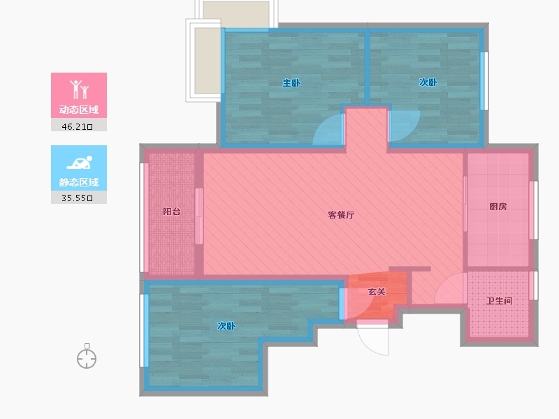 山东省-济南市-龙湖春江悦茗-71.35-户型库-动静分区