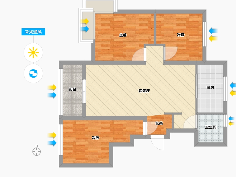 山东省-济南市-龙湖春江悦茗-71.35-户型库-采光通风