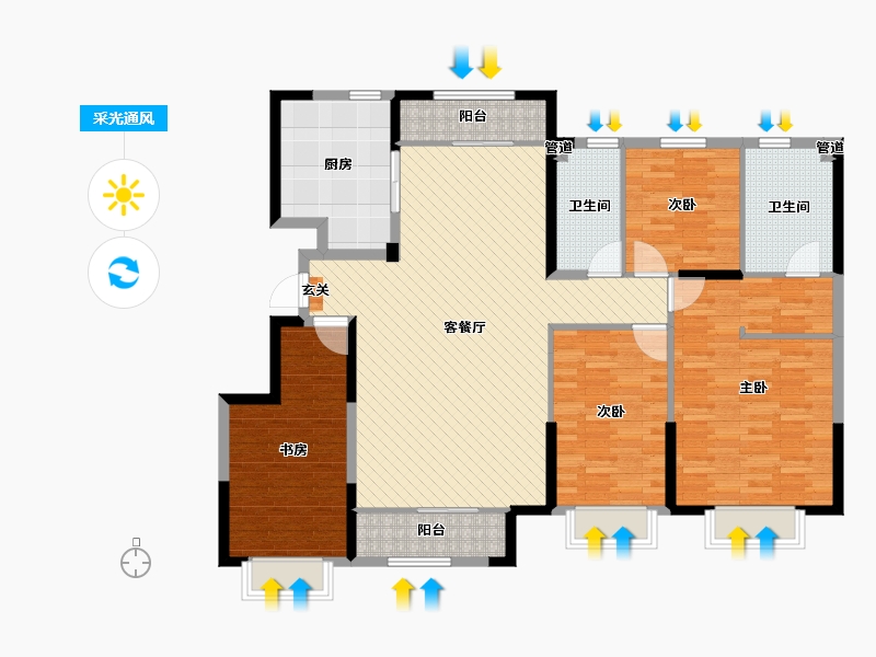 山东省-济南市-济南中海国际社区-133.01-户型库-采光通风