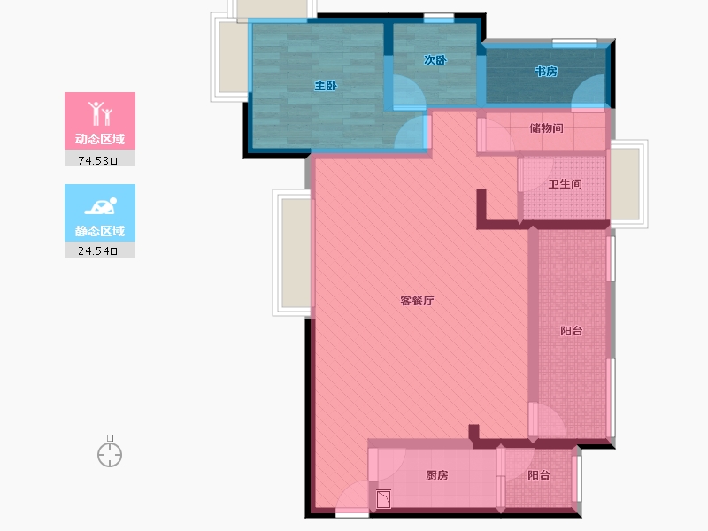 四川省-成都市-都江堰瑞景誉都-85.82-户型库-动静分区