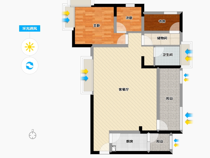 四川省-成都市-都江堰瑞景誉都-85.82-户型库-采光通风