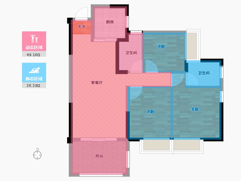 四川省-绵阳市-长兴星城-74.83-户型库-动静分区