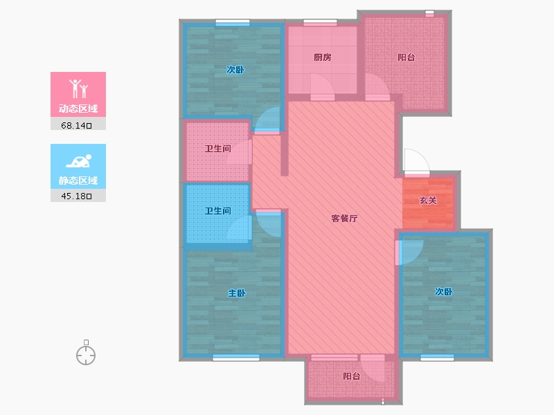 河北省-廊坊市-大运河孔雀城.温莎郡-98.87-户型库-动静分区