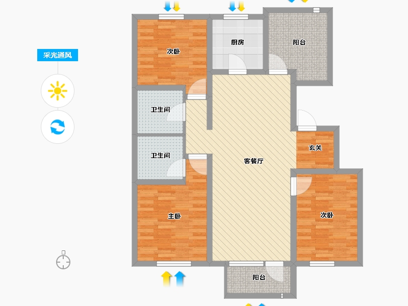 河北省-廊坊市-大运河孔雀城.温莎郡-98.87-户型库-采光通风