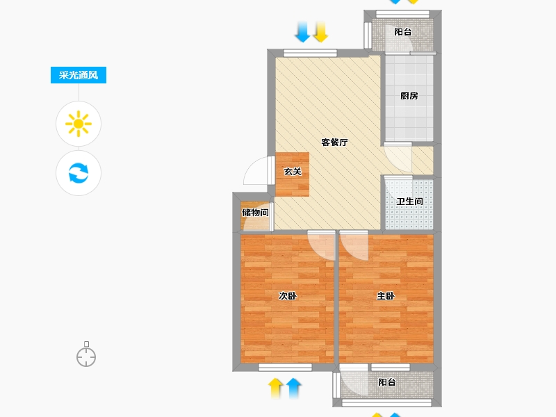 北京-北京市-郝庄家园-51.08-户型库-采光通风