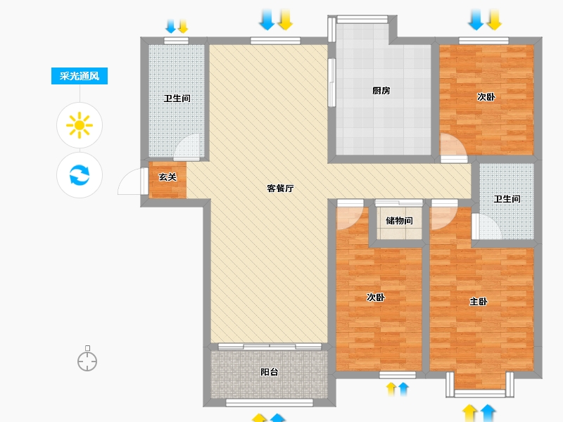 山东省-潍坊市-万福园小区-113.62-户型库-采光通风