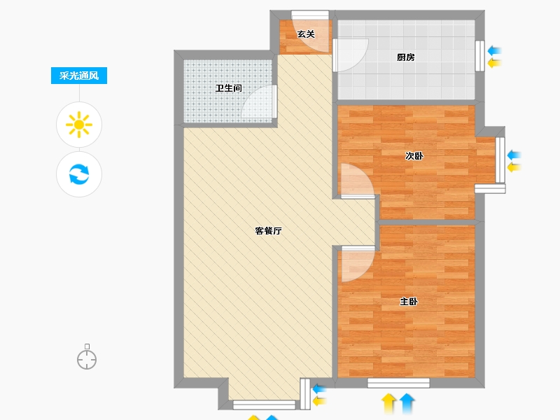 北京-北京市-万芳园二区-65.36-户型库-采光通风