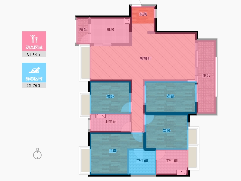 广东省-佛山市-保利东景花园-119.58-户型库-动静分区