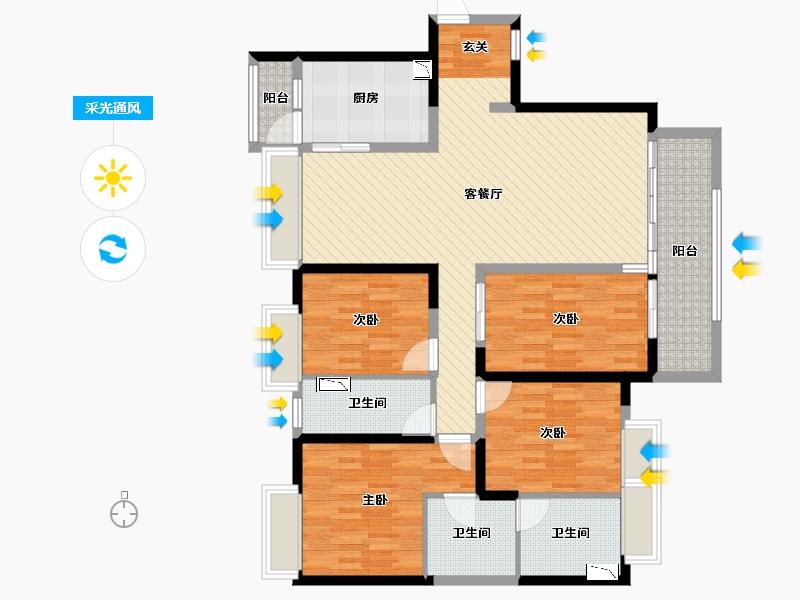 广东省-佛山市-保利东景花园-119.58-户型库-采光通风