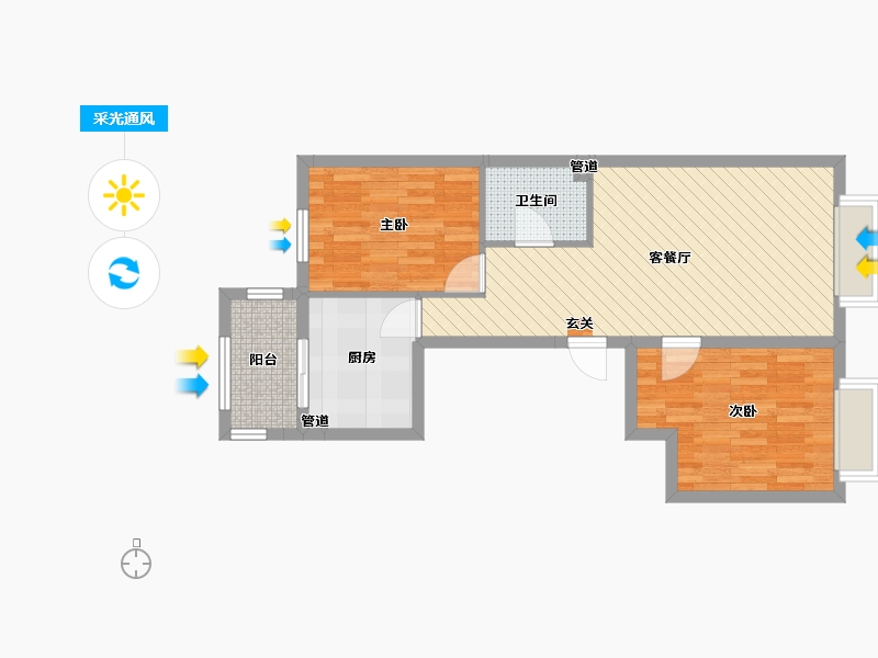 内蒙古自治区-包头市-中晟华悦-63.54-户型库-采光通风