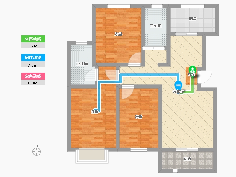 山东省-青岛市-伟信新城市花园-85.00-户型库-动静线