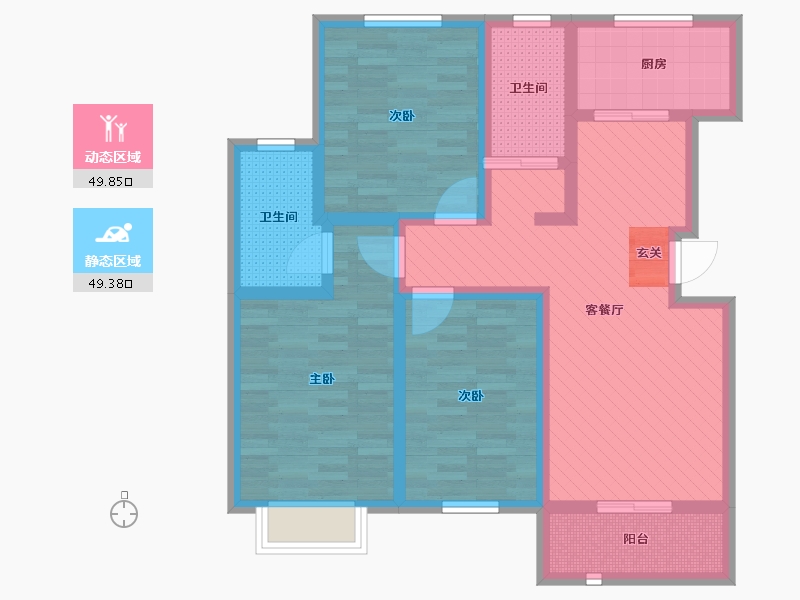 山东省-青岛市-伟信新城市花园-85.00-户型库-动静分区