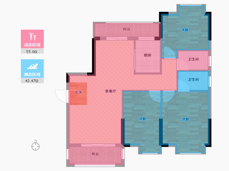 广西壮族自治区-梧州市-泰基巴黎公馆-86.60-户型库-动静分区