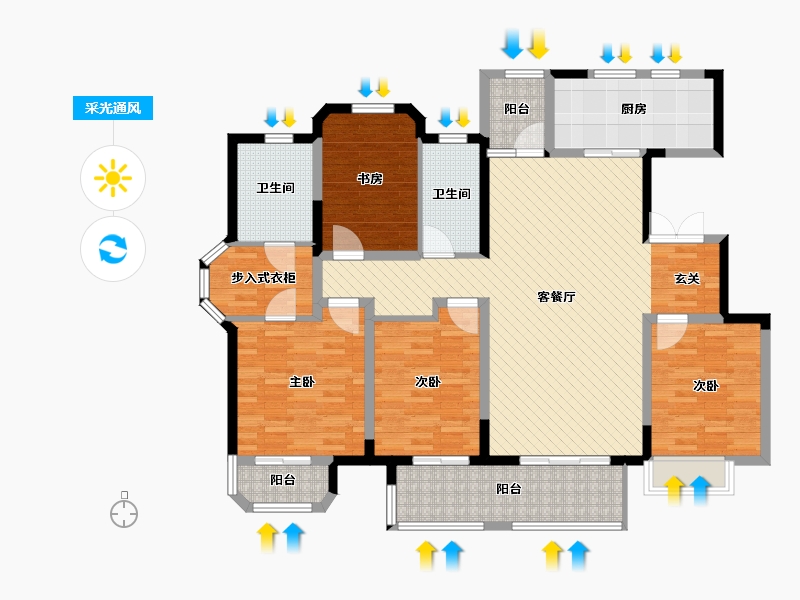 陕西省-西安市-金地南湖艺境-132.99-户型库-采光通风