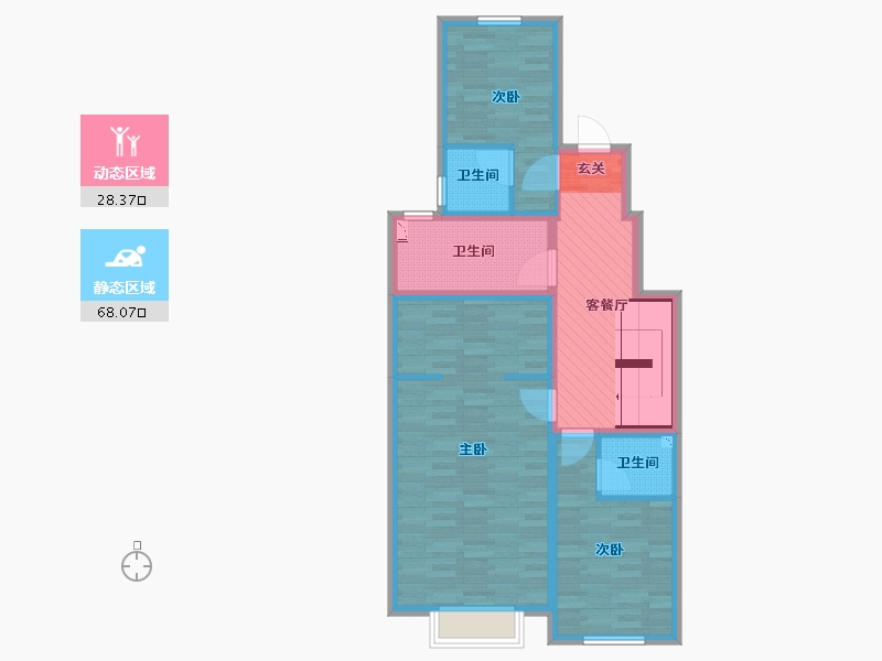 黑龙江省-哈尔滨市-半岛首府-84.72-户型库-动静分区