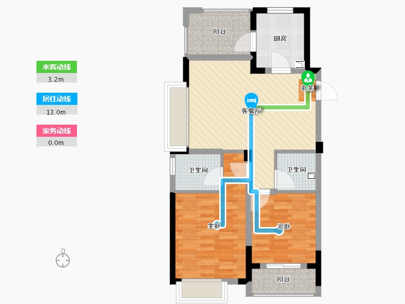 浙江省-杭州市-杭钢尚堂府-65.48-户型库-动静线