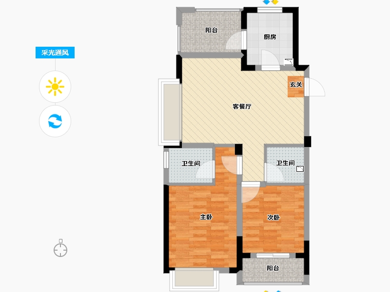 浙江省-杭州市-杭钢尚堂府-65.48-户型库-采光通风