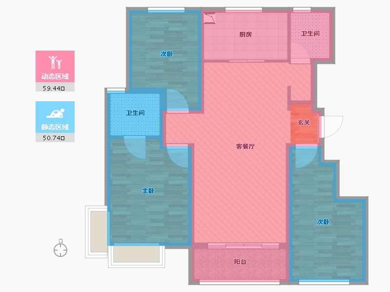 山东省-济南市-龙湖春江悦茗-96.80-户型库-动静分区