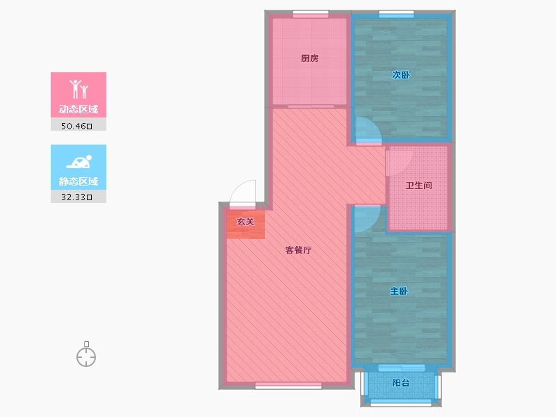 内蒙古自治区-赤峰市-科海明珠-73.34-户型库-动静分区