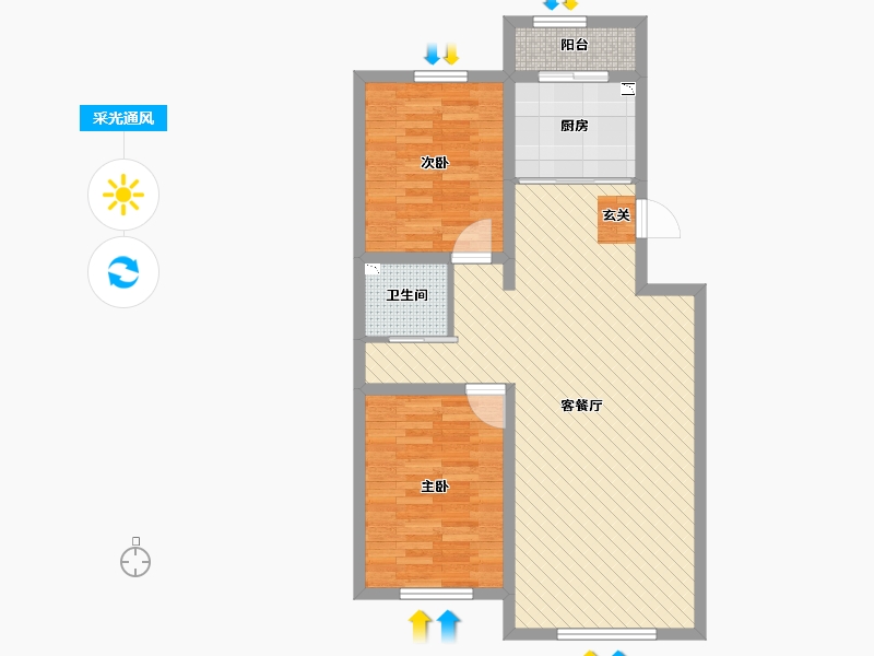 吉林省-松原市-镜湖小区-76.63-户型库-采光通风