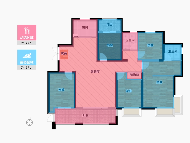 浙江省-宁波市-世纪城博文苑-128.14-户型库-动静分区