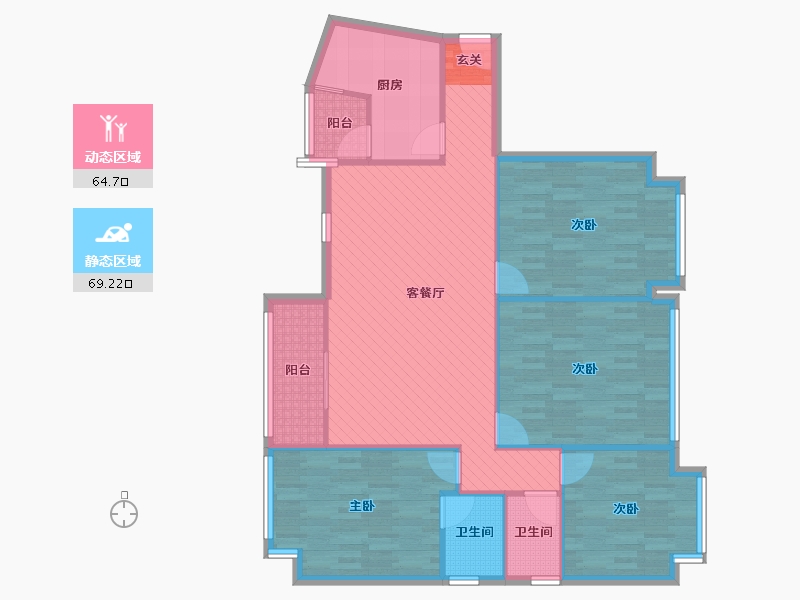 四川省-成都市-彩叠园-2期-121.92-户型库-动静分区