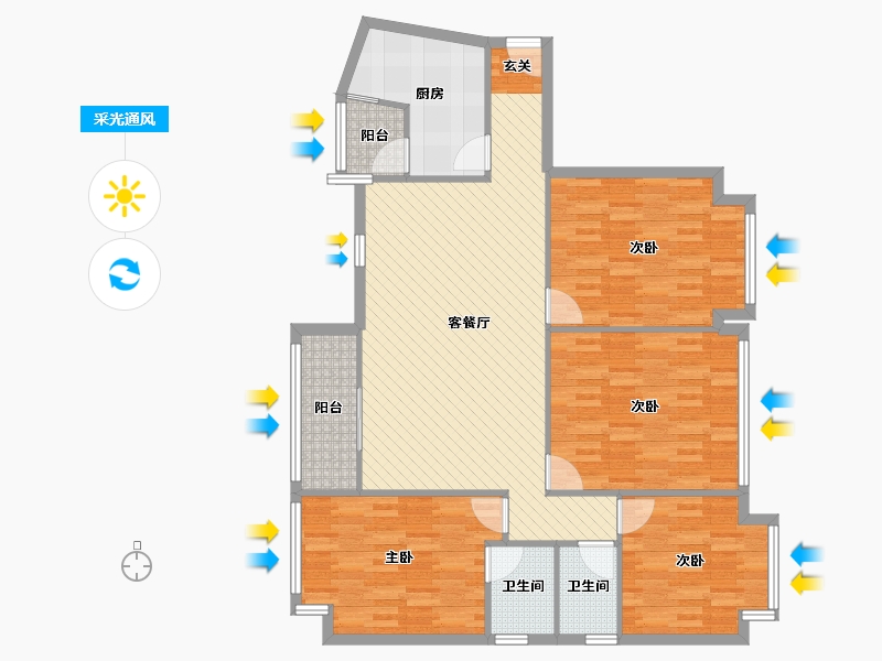 四川省-成都市-彩叠园-2期-121.92-户型库-采光通风