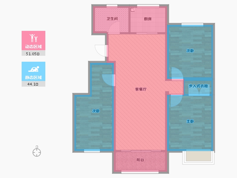 河北省-唐山市-水悦华苑-83.85-户型库-动静分区