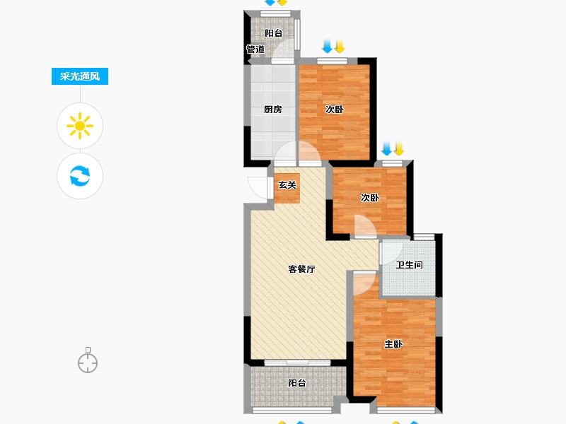 黑龙江省-哈尔滨市-恒大中央广场-74.46-户型库-采光通风