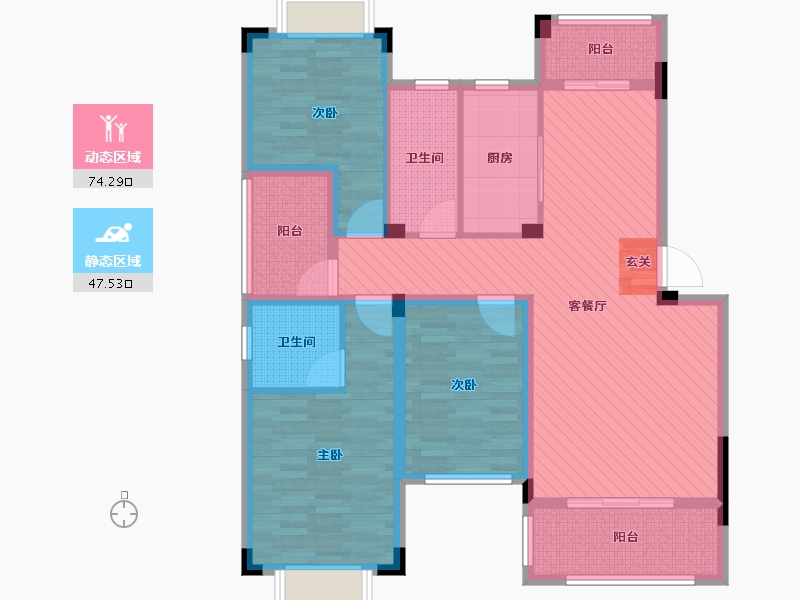 湖北省-咸宁市-金银湾-106.74-户型库-动静分区